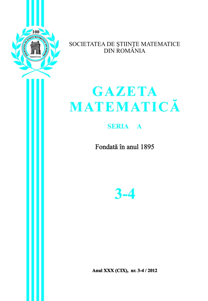 Gazeta Matematica Seria A, 2012, Nr 3-4 - Click Image to Close