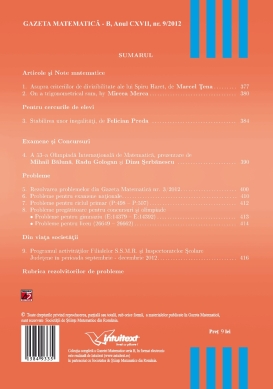Gazeta Matematica Seria B, 2012, Nr 9 - Click Image to Close