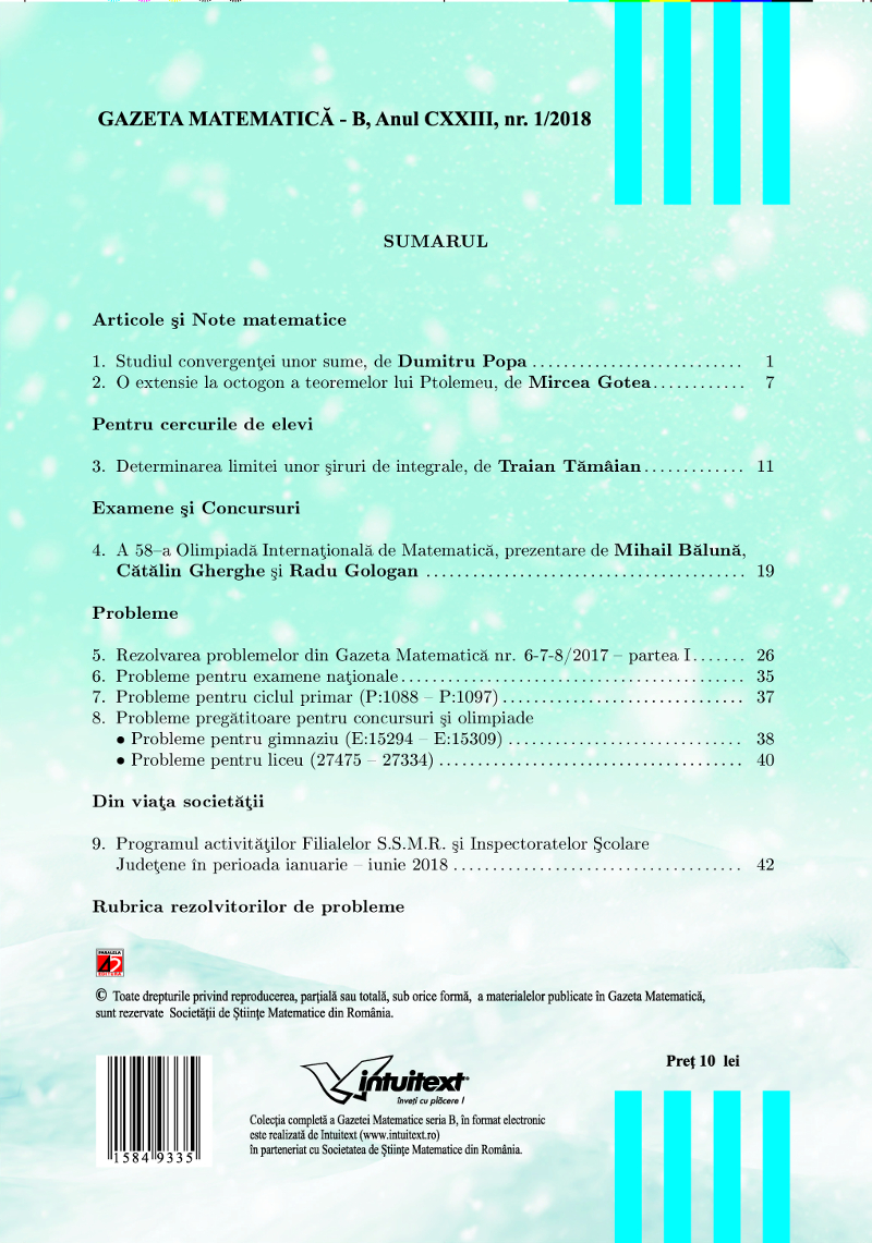 Gazeta Matematica Seria B, 2018, Nr 1