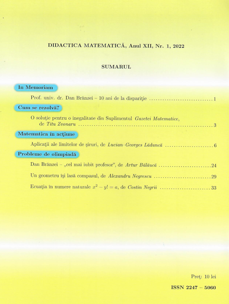 Didactica Matematica, 2022, Nr 1