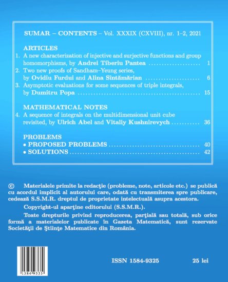 Gazeta Matematica Seria A, 2021, Nr 1-2 - Click Image to Close