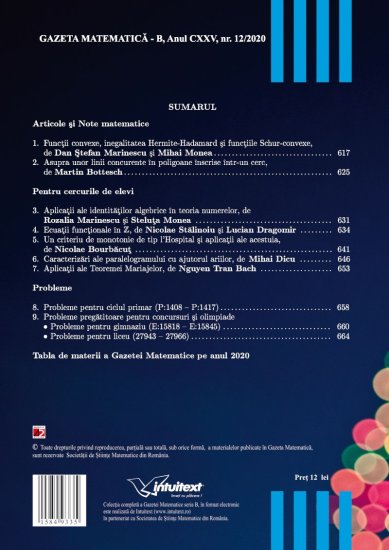 Gazeta Matematica Seria B, 2020, Nr 12 - Click Image to Close