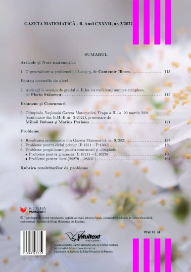Gazeta Matematica Seria B, 2022, Nr 3 - Click Image to Close