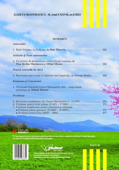Gazeta Matematica Seria B, 2022, Nr 5 - Click Image to Close