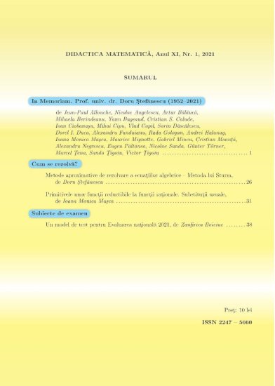 Didactica Matematica, 2021, Nr 1 - Click Image to Close