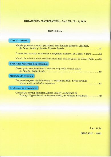 Didactica Matematica, 2021, Nr 2 - Click Image to Close