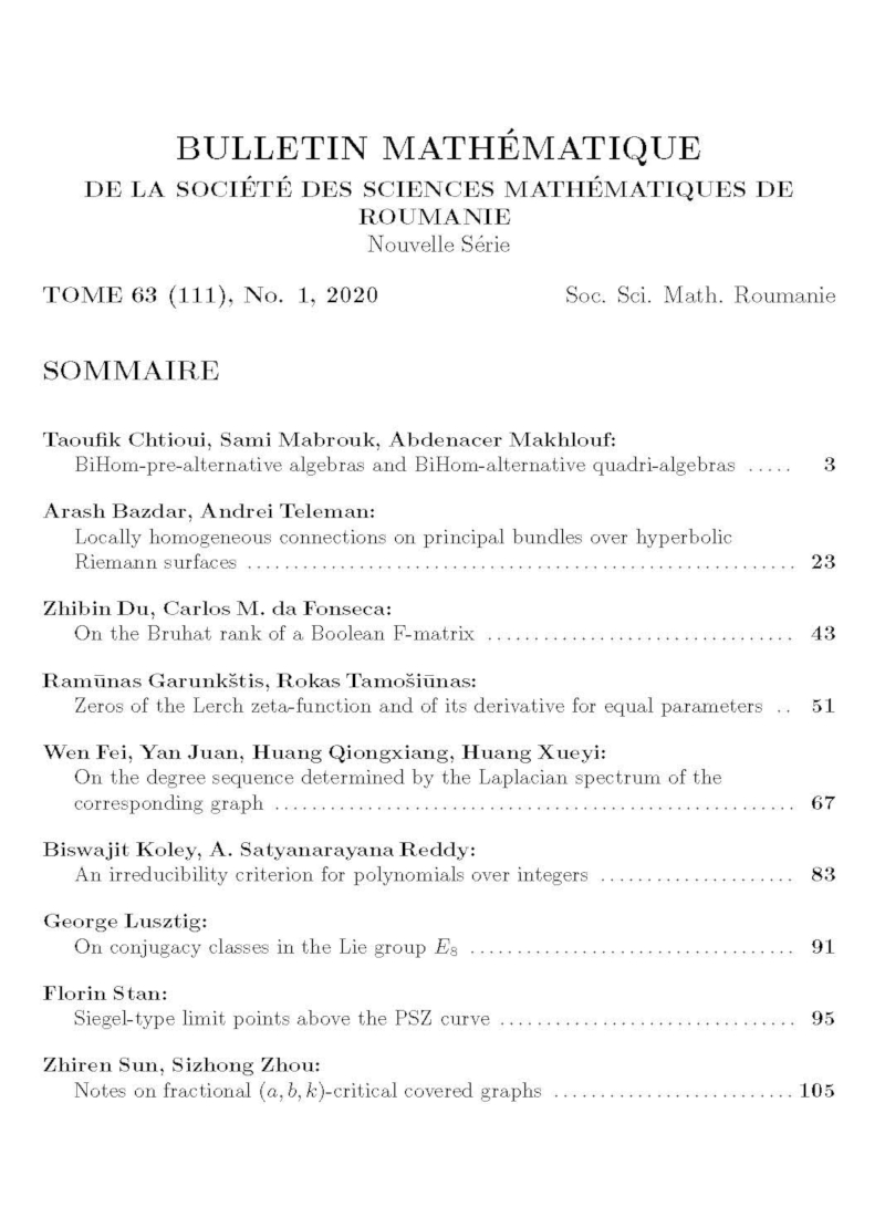 Bulletin Matematique, 2020, Nr 1