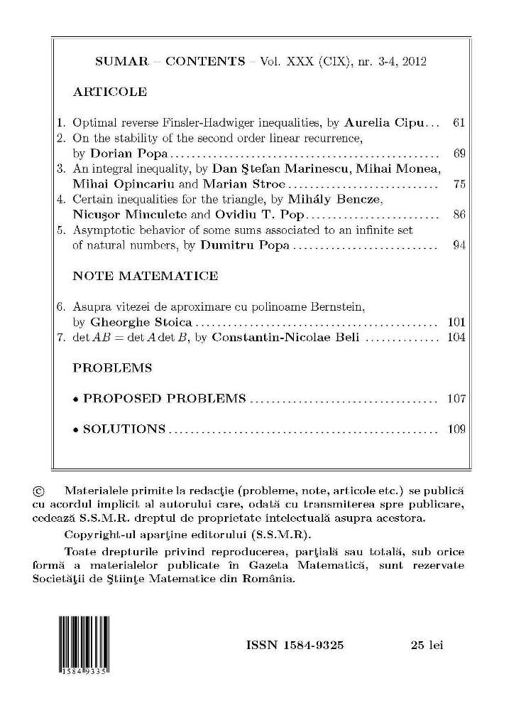 Gazeta Matematica Seria A, 2012, Nr 3-4