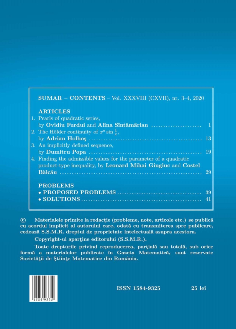 Gazeta Matematica Seria A, 2020, Nr 3-4