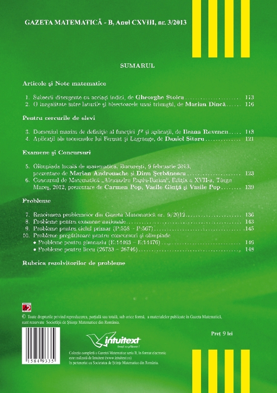 Gazeta Matematica Seria B, 2013, Nr 3