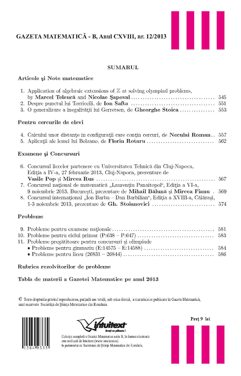 Gazeta Matematica Seria B, 2013, Nr 12