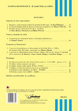Gazeta Matematica Seria B, 2014, Nr 2 - Click Image to Close