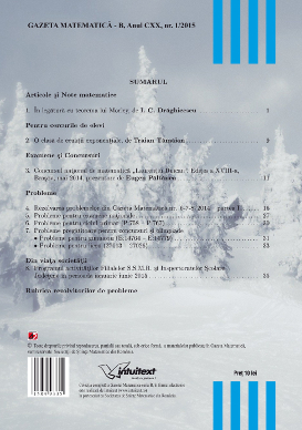 Gazeta Matematica Seria B, 2015, Nr 1 - Click Image to Close