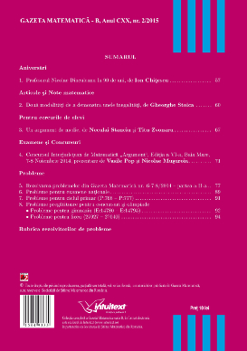 Gazeta Matematica Seria B, 2015, Nr 2