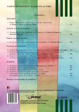 Gazeta Matematica Seria B, 2015, Nr 9 - Click Image to Close