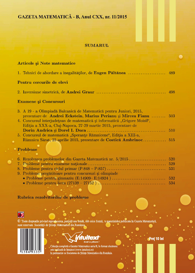 Gazeta Matematica Seria B, 2015, Nr 11