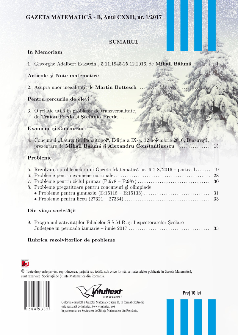 Gazeta Matematica Seria B, 2017, Nr 1