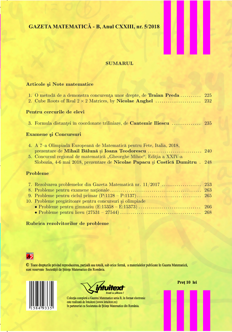 Gazeta Matematica Seria B, 2018, Nr 5