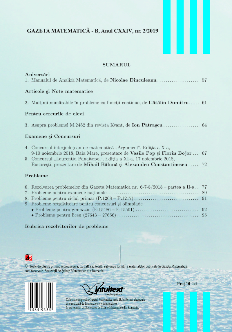 Gazeta Matematica Seria B, 2019, Nr 2