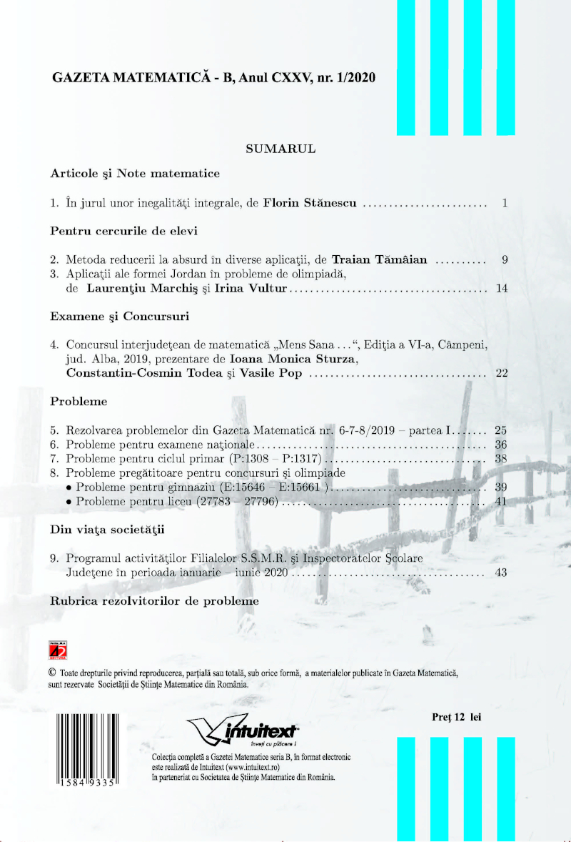 Gazeta Matematica Seria B, 2020, Nr 1 - Click Image to Close