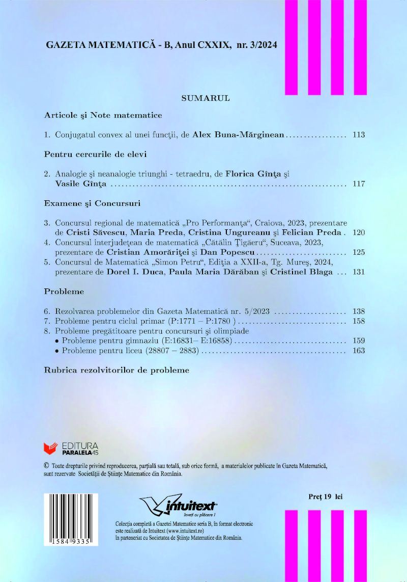 Gazeta Matematica Seria B, 2024, Nr 3