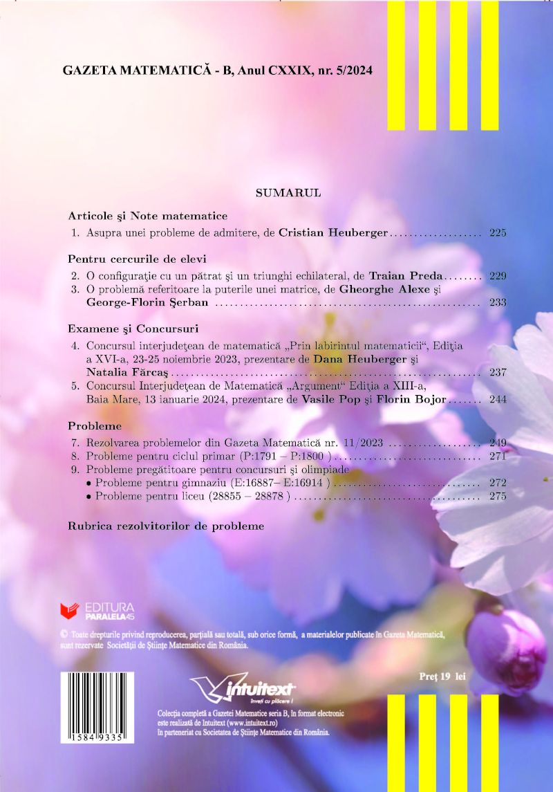 Gazeta Matematica Seria B, 2024, Nr 5