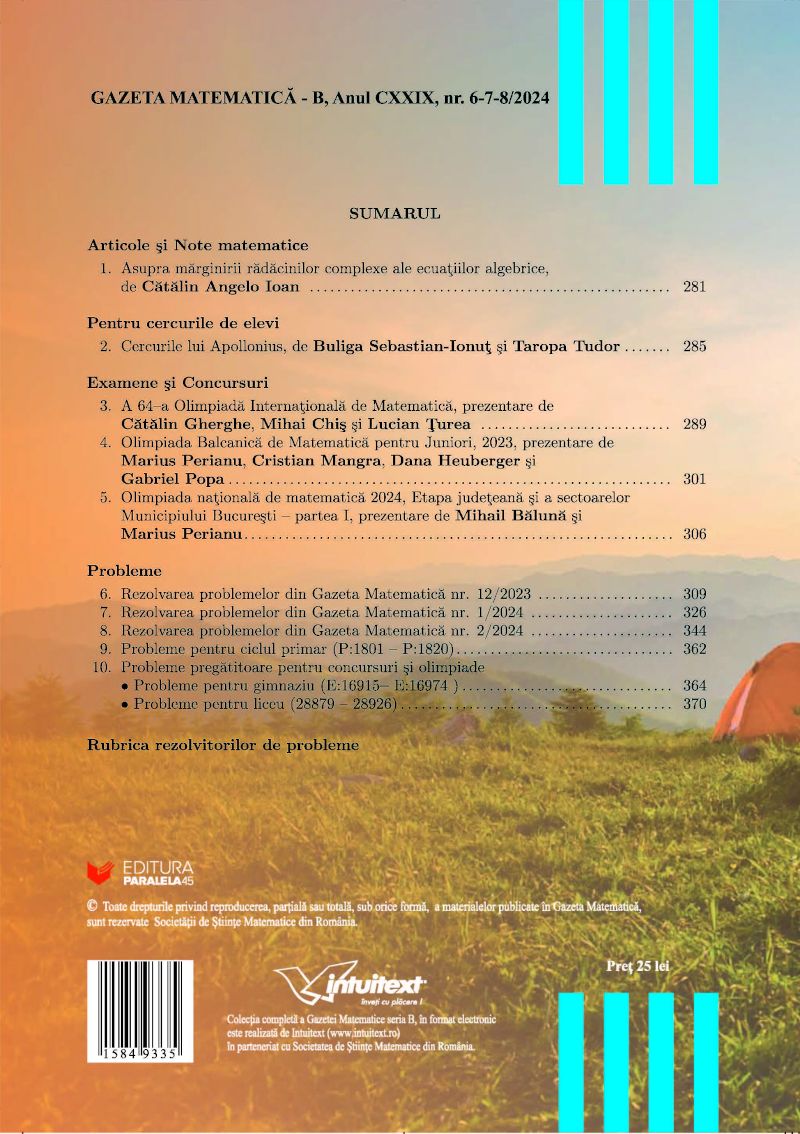 Gazeta Matematica Seria B, 2024, Nr 6-7-8
