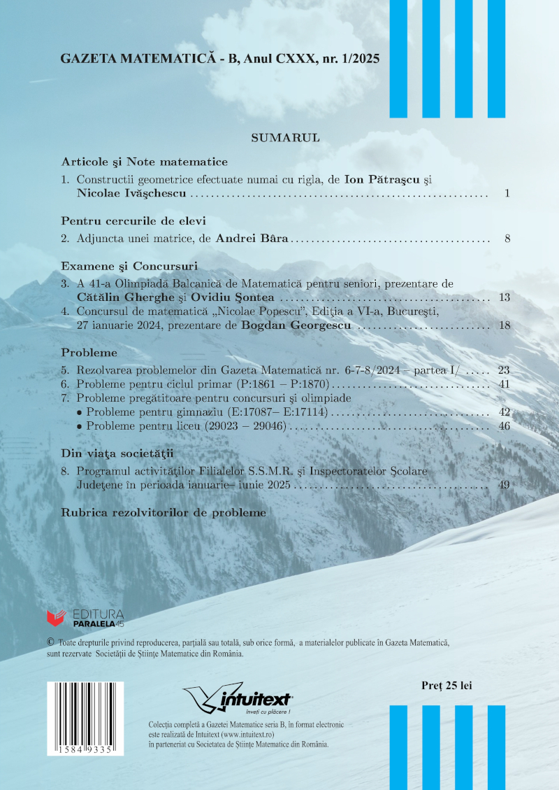 Gazeta Matematica Seria B, 2025, Nr 1