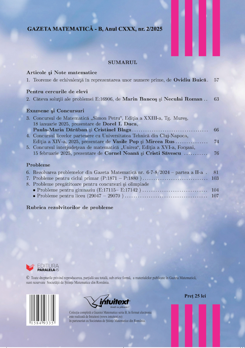 Gazeta Matematica Seria B, 2025, Nr 2