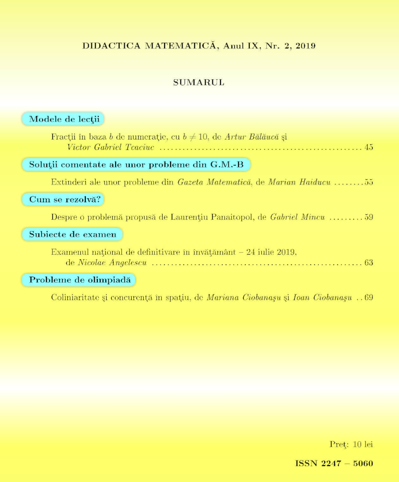 Didactica Matematica, 2019, Nr 2